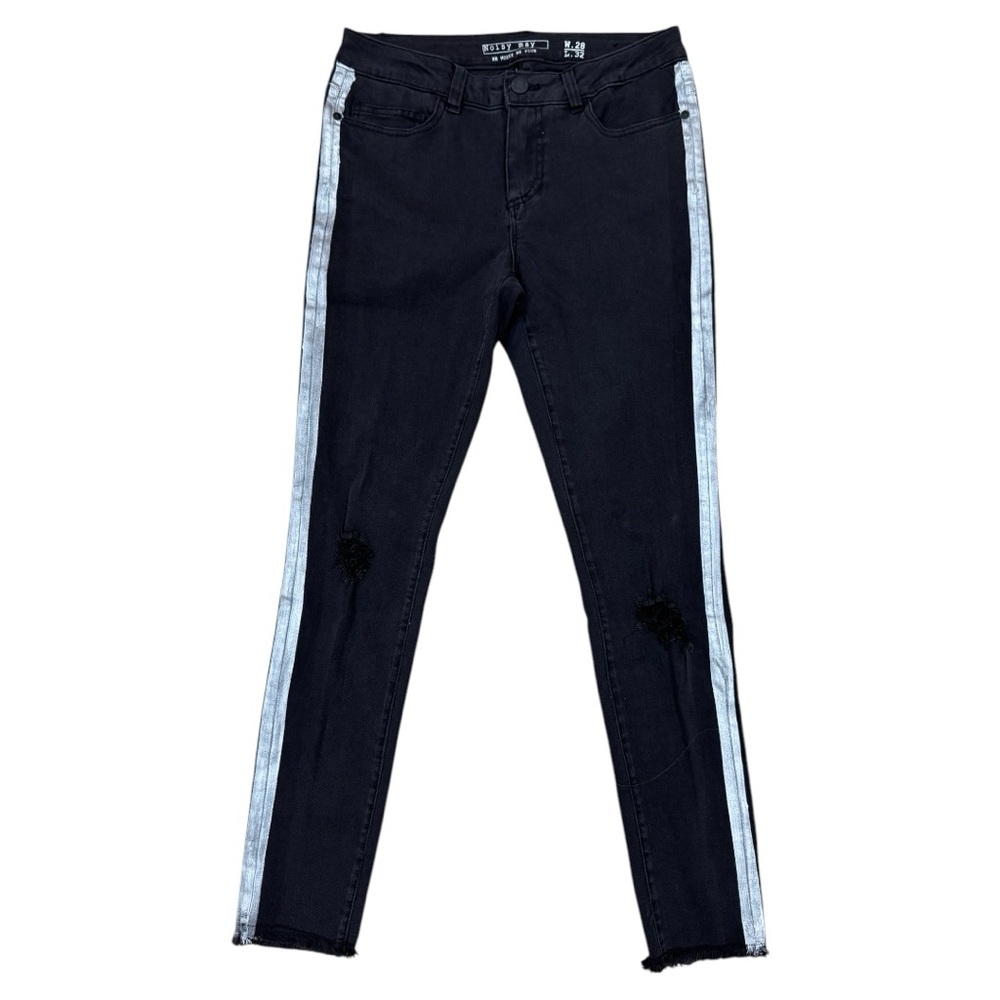 Noisy May black tuxedo distressed jeans Sz 28